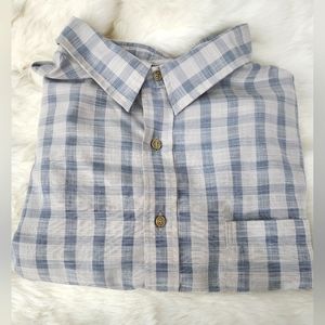 Roundtree & Yorke Blue Plaid 3XB Short Sleeve Button Down EUC